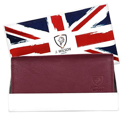 J. Wilson London Ladies Luxury Designer Wallet with Multiple Compartments, Soft Nappa Leather, RFID Protection, Zip Pocket, for Women