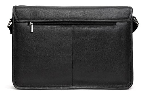 J. Wilson London - 13.5" Laptop Designer Genuine Real Nappa Handmade Unisex Crossover Flapover Everyday Crossover Work iPad Shoulder Messenger Bag