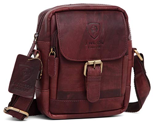 J WILSON London - Genuine Real Veg Tan VT Handmade Unisex Crossover Flapover Everyday Crossover Work Tote Shoulder Messenger Bag