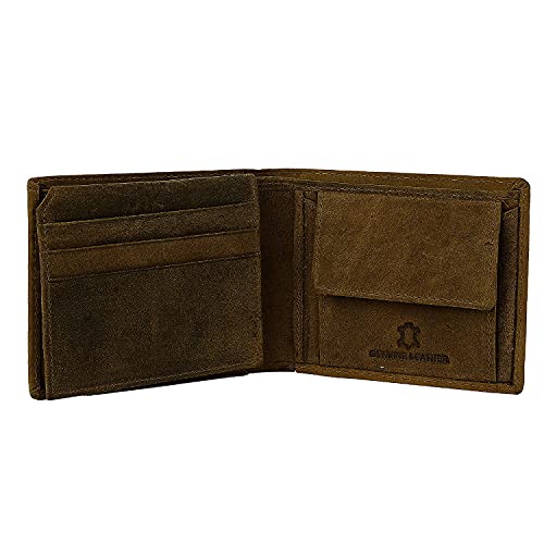 J Wilson London Worlds Best DAD Certified Mens Genuine Distressed Hunter Leather Wallet with Coin Purse Gift Boxed