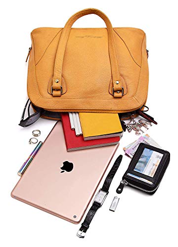 Hudson & James Designer Genuine Leather Women Ladies Travel Satchel Everyday Crossover Cross body Work iPad Shoulder Handbag Bag