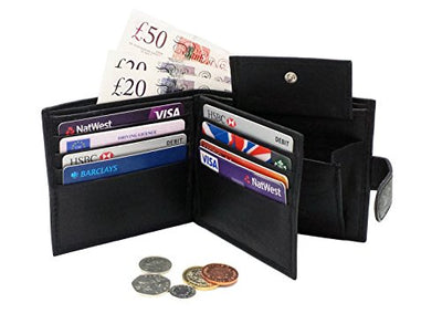 Personalised Daddy in Silver Black Engraved Soft Leather Mens Wallet with Coin Pocket Pouch Gift Boxed