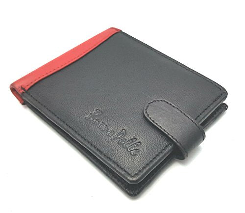 Buono Pelle Mens Bifold Coin Leather Wallet Black