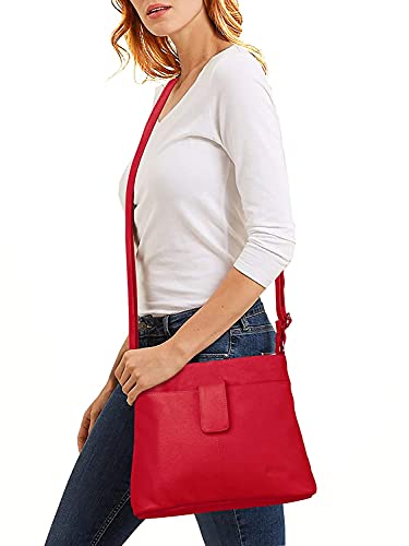 Hudson & James Designer Genuine Leather Women Ladies Travel Satchel Everyday Crossover Cross body Work iPad Shoulder Handbag Bag