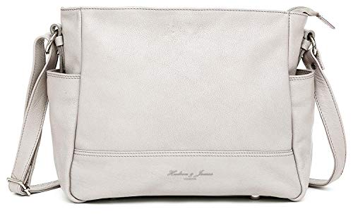 Hudson & James Designer Genuine Leather Women Ladies Travel Satchel Everyday Crossover Cross body Work iPad Shoulder Handbag Bag