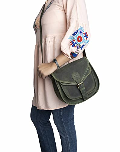 J. Wilson London - Designer Genuine Real Distressed Retro Vintage Hunter Leather Handmade Women Ladies Unisex Flapover Gypsy Festival Travel Crossover Shoulder Bag