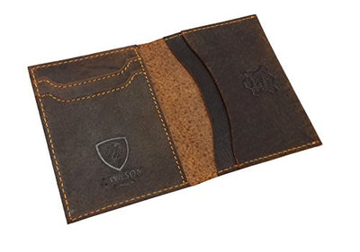 Designer J WILSON London HAND CRAFTED Real Leather Mens Wallet Credit Carder Holder Bifold Slim Raw Oiled Hunter Purse With Gift Box