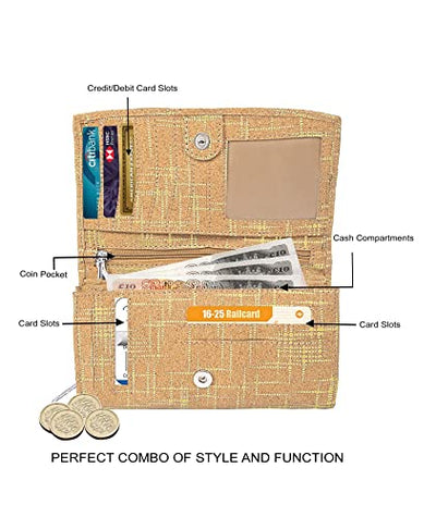 Ladies Cork Vegan RFID Blocking Card Holder Wallet Purse Card Women Wallet