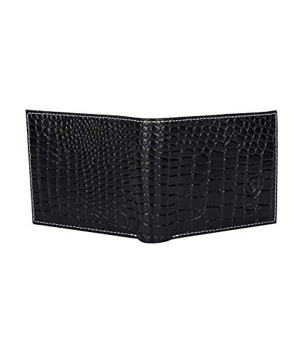 Designer J Wilson Real Genuine Mens Leather Wallet Crocodile Look with Gift Box