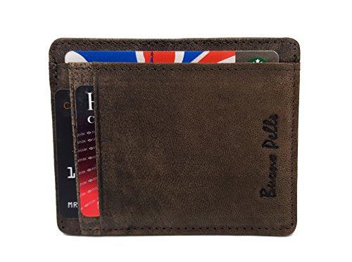 RFID Blocking Slim Front Pocket Designer Leather Wallet for Men Mini Credit Card Holder Case