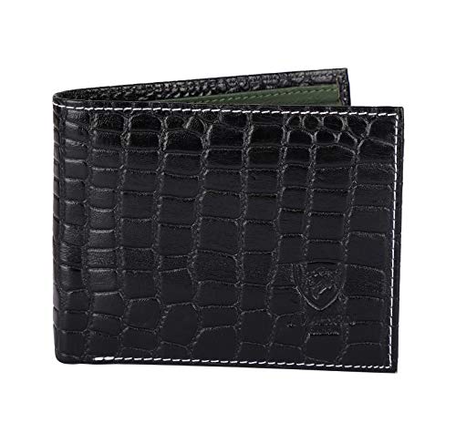 Designer J Wilson Real Genuine Mens Leather Wallet Crocodile Look with Gift Box