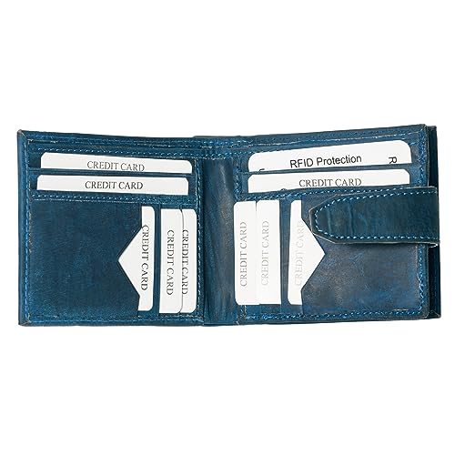 Hudson & James Wallets Mens Slim RFID Blocking Genuine Leather with Zip Coin Pocket, Banknote Compartments, Card Holders Pouch ID Window. Wallet for Men with Gift Box