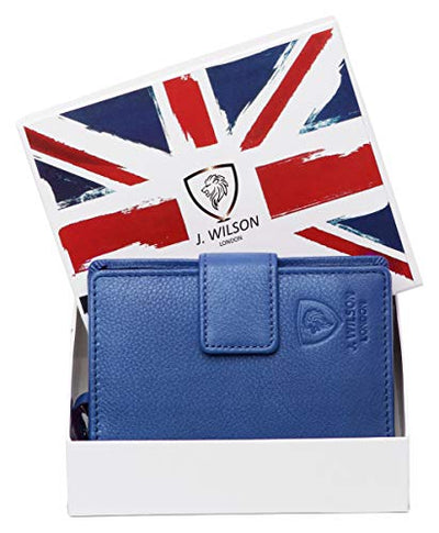 J. Wilson London Ladies RFID Safe Designer Leather Purse Card Women Wallet Zip Pocket Boxed