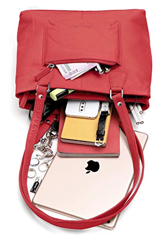 Designer Genuine Real Nappa Leather Handmade Women Ladies Travel Satchel Everyday Crossover Cross body Work iPad Shoulder Handbag Bag (Blue) (Red)