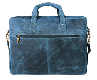 J WILSON London - Designer Genuine Real Distressed Leather 15" Laptop Handmade Unisex Crossover Flapover Everyday Crossover Work iPad Shoulder Messenger Briefcase Bag