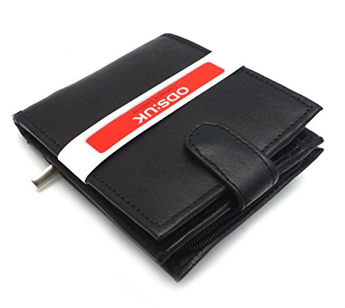 ODS:UK® MENS BLACK GENUINE REAL LEATHER WALLET WITH LARGE ZIP AROUND COIN POCKET/POUCH