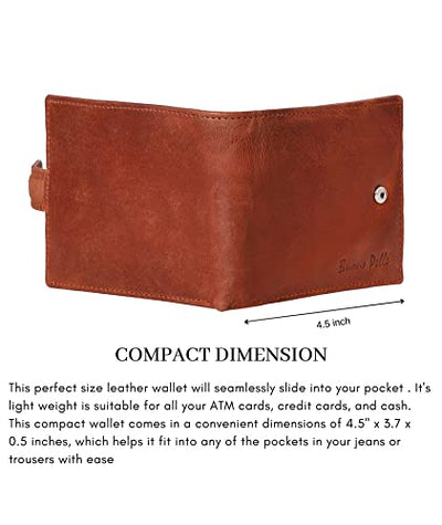 Buono Pelle RFID Blocking Mens Designer Luxury Soft Veg Tan Leather Wallet with Secure Zip Coin / Note Pocket & ID Window Gift Boxed