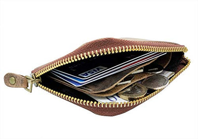 Designer Hudson & James London Real Leather Small Zippered Mens Women Wallet Slim Wallet Credit Carder Holder Purse with Gift Box