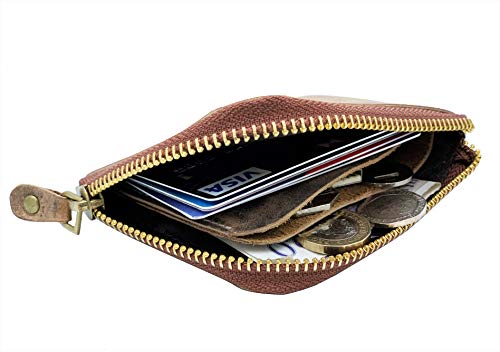 Designer Hudson & James London Real Leather Small Zippered Mens Women Wallet Slim Wallet Credit Carder Holder Purse with Gift Box