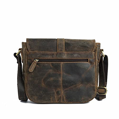 J. Wilson London - Designer 100% Pure Genuine Real Distressed Vintage Hunter Leather Handmade Unisex Crossover Shoulder Messenger Briefcase Bag