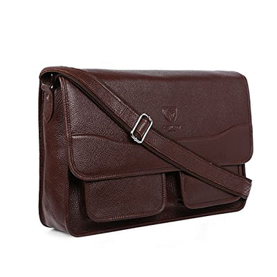 J. Wilson London - 13.5" Laptop Designer Genuine Real Nappa Handmade Unisex Crossover Flapover Everyday Crossover Work iPad Shoulder Messenger Bag