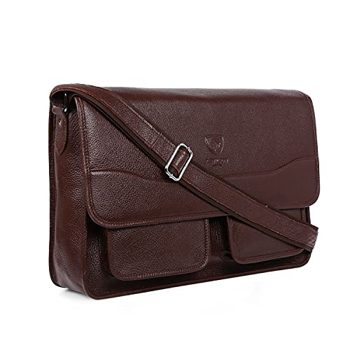 J. Wilson London - 13.5" Laptop Designer Genuine Real Nappa Handmade Unisex Crossover Flapover Everyday Crossover Work iPad Shoulder Messenger Bag