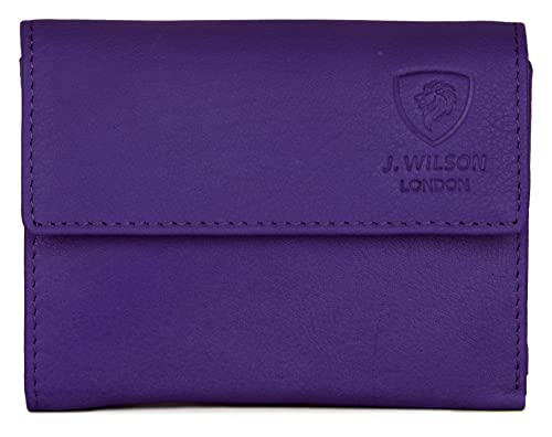 J. Wilson London Ladies RFID Safe Designer Leather Purse Card Women Wallet Zip Pocket Boxed