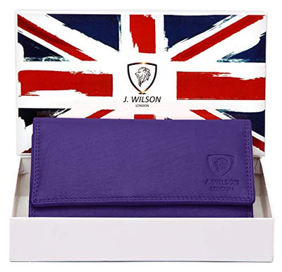 J. Wilson London Ladies RFID Protection Real Leather Purse Card Women Wallet Zip Coin Pocket