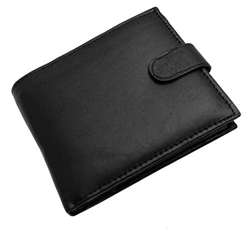 ODS:UK Mens RFID Blocking Safe Soft Leather Tri Fold Wallet Card Slots Id Window and Coin Pocket