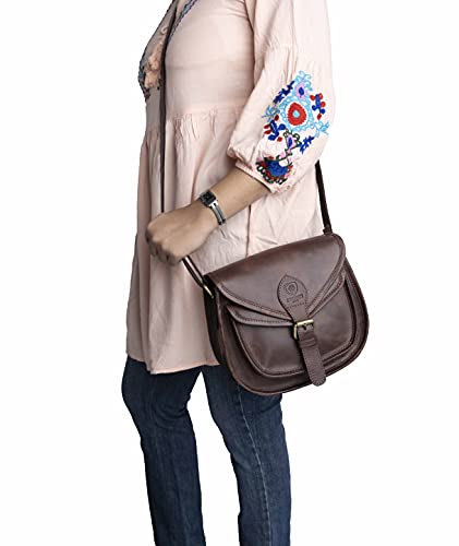 J. Wilson London - Designer Genuine Real Distressed Retro Vintage Hunter Leather Handmade Women Ladies Unisex Flapover Gypsy Festival Travel Crossover Shoulder Bag