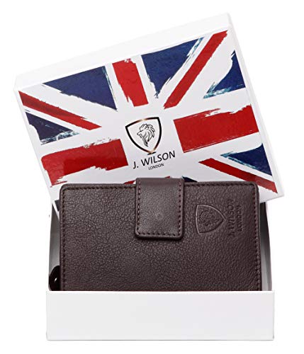 J. Wilson London Ladies RFID Safe Designer Leather Purse Card Women Wallet Zip Pocket Boxed