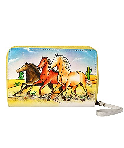 Designer Hand Painted Genuine Real Nappa Leather Handmade Women Ladies Purse Card Women Wallet Zip Pocket