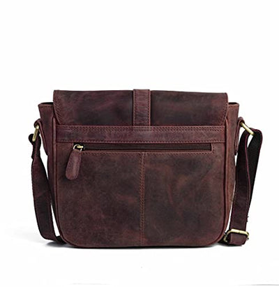 J. Wilson London - Designer 100% Pure Genuine Real Distressed Vintage Hunter Leather Handmade Unisex Crossover Shoulder Messenger Briefcase Bag