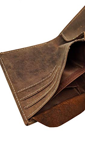 J. Wilson London Designer Mens DISTRSSED Real Hunter Leather Wallet Credit Card Holder Purse