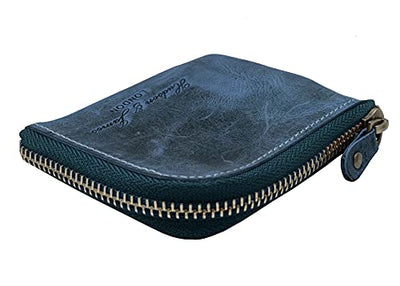 Designer Hudson & James London Real Leather Small Zippered Mens Women Wallet Slim Wallet Credit Carder Holder Purse with Gift Box