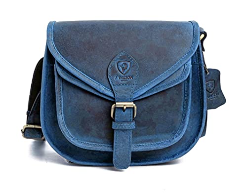 J. Wilson London - Designer Genuine Real Distressed Retro Vintage Hunter Leather Handmade Women Ladies Unisex Flapover Gypsy Festival Travel Crossover Shoulder Bag