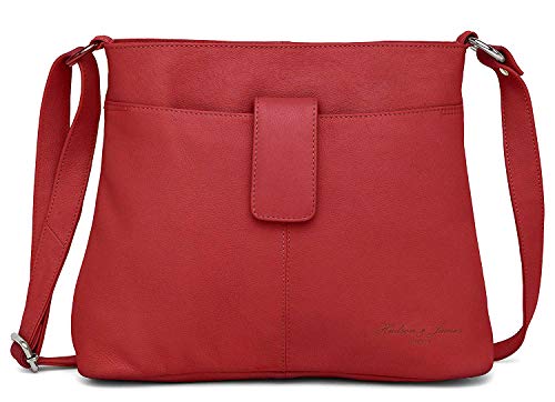 Hudson & James Designer Genuine Leather Women Ladies Travel Satchel Everyday Crossover Cross body Work iPad Shoulder Handbag Bag