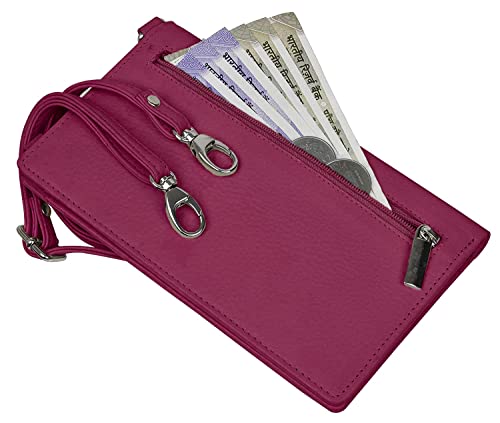 Genuine Leather Phone Bag, Real Leather Phone Purse, Small Mobile Phone Ladies Cross Body Shoulder Bag Wallet for Women with Adjustable Detachable Strap