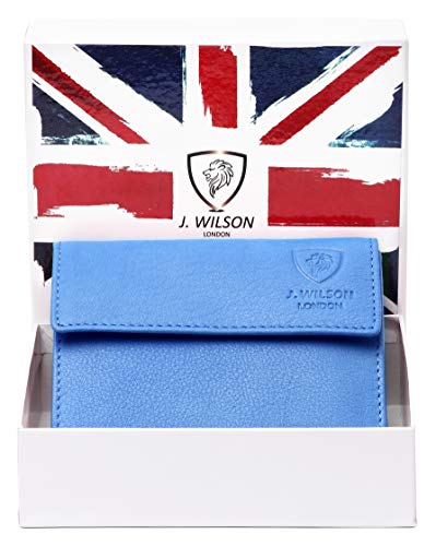 J. Wilson London Ladies RFID Safe Designer Leather Purse Card Women Wallet Zip Pocket Boxed