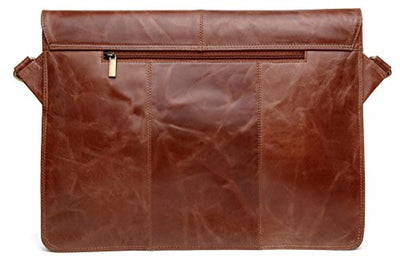 J WILSON London - Designer Genuine Real VT Veg Tanned Crunch Leather 15" Laptop Handmade Unisex Crossover Sleeve Work iPad Shoulder Messenger Bag