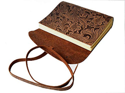 Handmade Writing Notebook - Antique Vintage Leather Bound Daily Notepad Unlined Paper Art Sketchbook Travel Diary Notebooks to Write in Book Gift