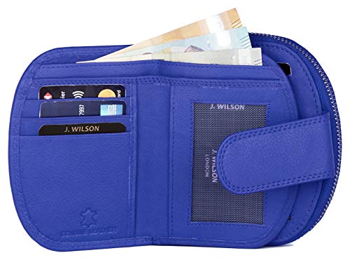 J. Wilson London Ladies RFID Safe Designer Leather Purse Card Women Wallet Zip Pocket Boxed