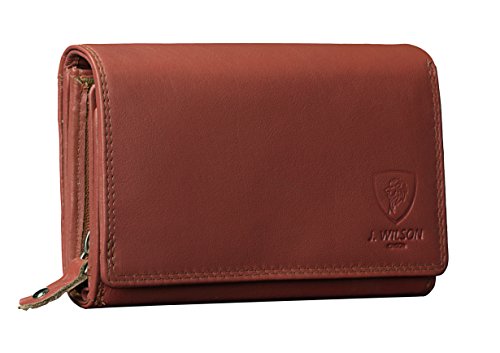 J. Wilson London Ladies Designer RFID Safe Protection Luxury Quality Soft Nappa Leather Purse Multi Credit Card Women Clutch Wallet with Zip Pocket