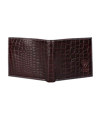 Designer J Wilson Real Genuine Mens Leather Wallet Crocodile Look with Gift Box