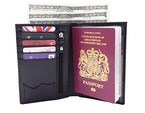 RFID Blocking REAL LEATHER PASSPORT TRAVEL WALLET COVER HOLDER ORGANISER