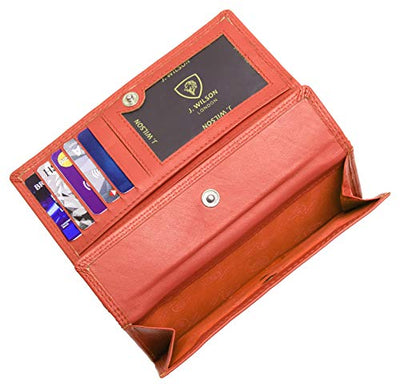 J. Wilson London Ladies RFID Protection Real Leather Purse Card Women Wallet Zip Coin Pocket