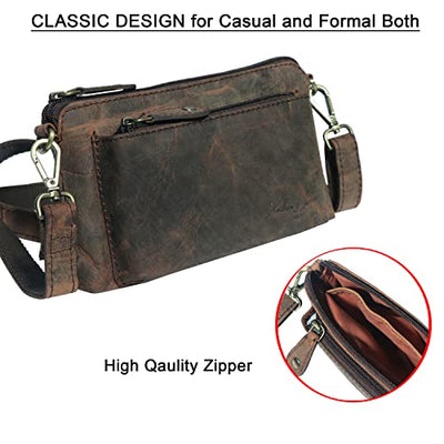 Designer Hudson & James Genuine Real Distressed Retro Small Vintage Hunter Leather Handmade Women Ladies Unisex Travel Satchel Everyday Crossover Shoulder Bag