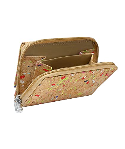 Ladies Designer Hudson & James Cork Vegan RFID Blocking Shield Compact Card Holder Wallet Purse Multi Card Women Clutch Wallet with Phone Pocket