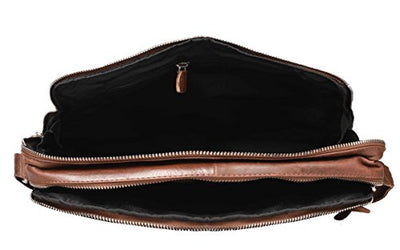 100% Pure Genuine Real Vintage Vegetable Tanned Leather Handmade Mens Womens Leather Flapover Everyday Cross Body Shoulder Work iPad Messenger Bag