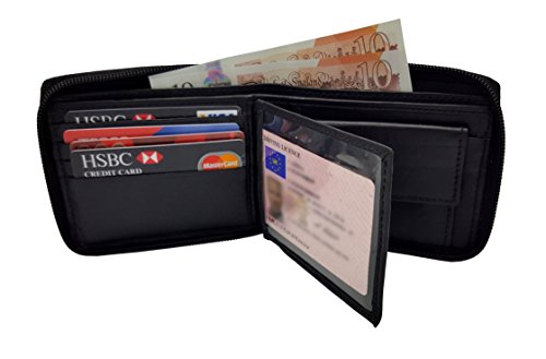 MENS DESIGNER Zip Around GENUINE SOFT REAL LEATHER WALLET CREDIT CARD HOLDER PURSE